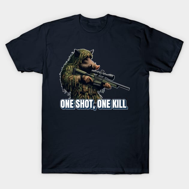 Sniper Wild Boar T-Shirt by Rawlifegraphic